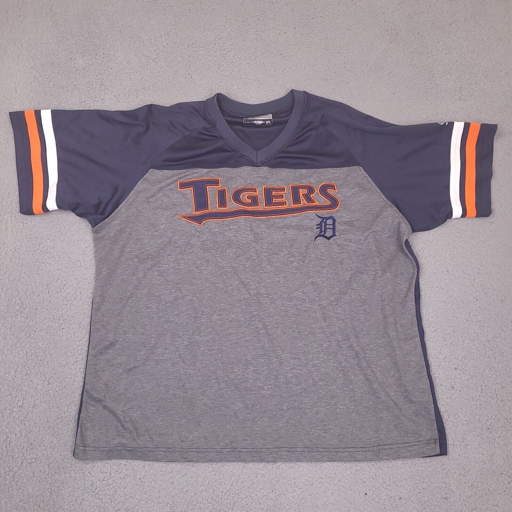 Detroit Tigersโ T Shirt Mens XXL Gray Blue Genuine Merchandise True Fan Baseball